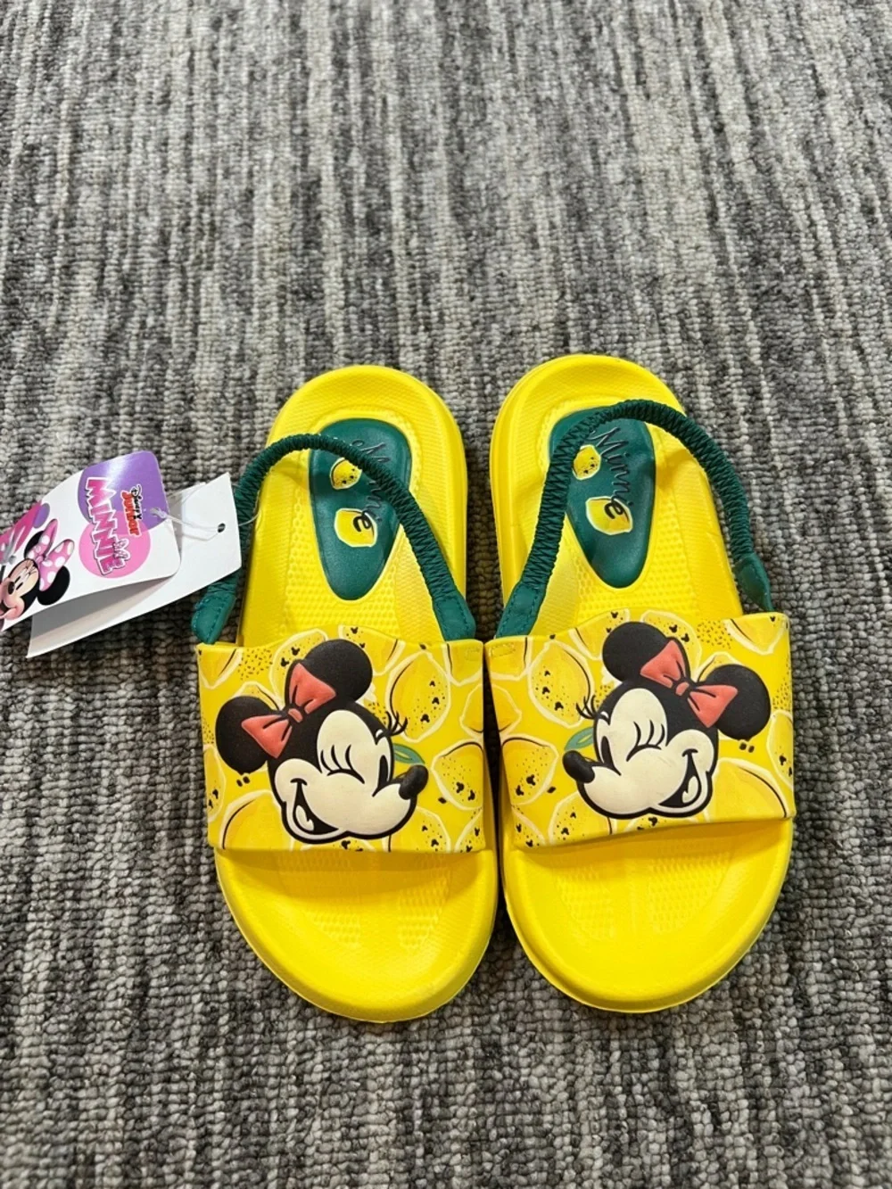 Disney Girls' Minnie Mouse Slide Sandals - Yellow Size 11/12